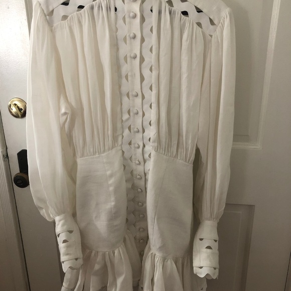 SOLD ♥️ ZIMMERMANN Ninety-Six Wave-Trim Mini Dress - Picture 6 of 8